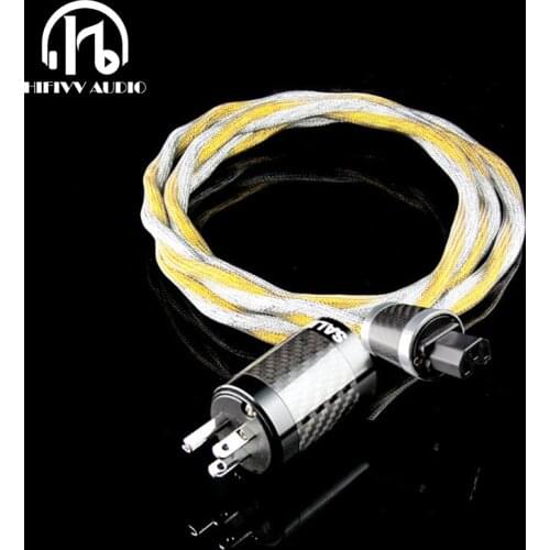 Hi end AC Power Cable of amplifier AC wire USA plug to IEC socket Single crystal copper mingle single crystal silver power cable