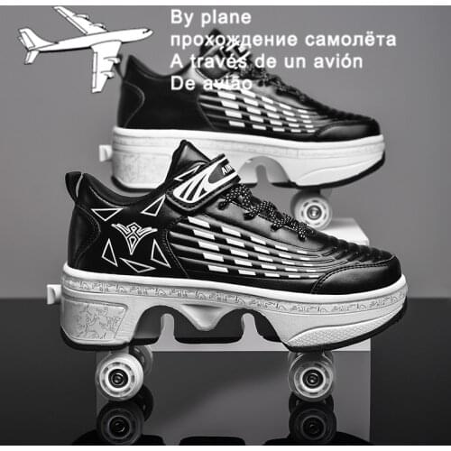 Roller Skate Shoes For Kids Boys Girls Wheels Sneakers With On Double Wheels Children Boy Girl Roller Sneakers Tennis Shoes