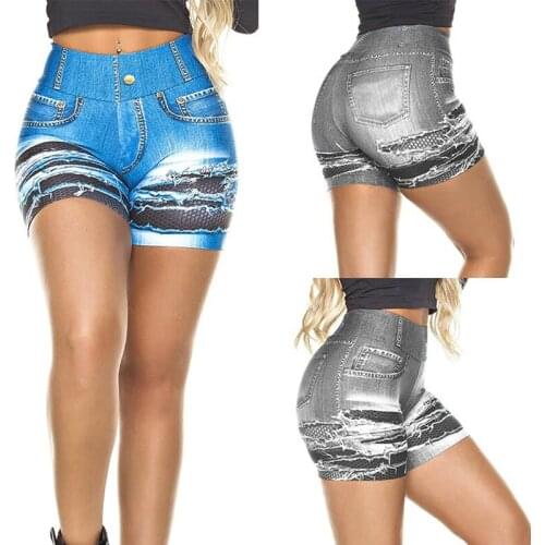 Summer Workout Booty Hollow Out Hole Patchwork Mesh Shorts Women Sexy Elastic Waist Booty Shorts High Waist Jean Shorts