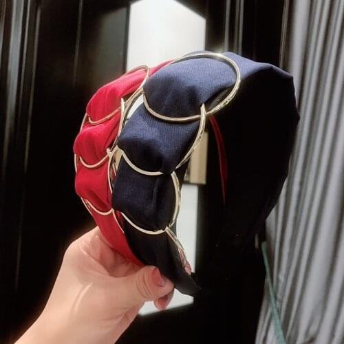Fashion Solid Color HairBands Hair Accessories For Women Korean Jewelry Simple Metal Circle Wide Bezel Hair Bands Girls Headwear