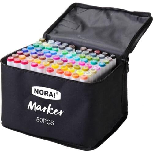 80 Colors Alcohol Markers Set Double Tipped Colored Pens Fine Point Art Markers Packed in Cloth Bag for Coloring Drawing Artist