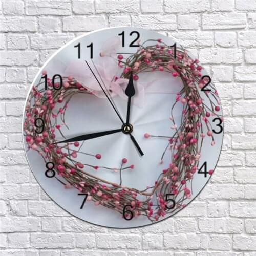 25CM Wall Decor Heart Shape Clocks Numeral Digital Dial Mute No Ticking Sound Battery Operated Clocks Home Decoration