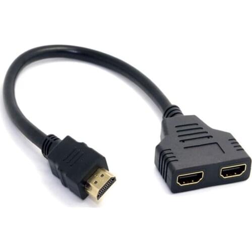 New Arrival Cable HDMI- compatible Splitter Cable 1 Male To Dual HDMI 2 Female Y Splitter Adapter in HDMI HD LED LCD TV 30cm