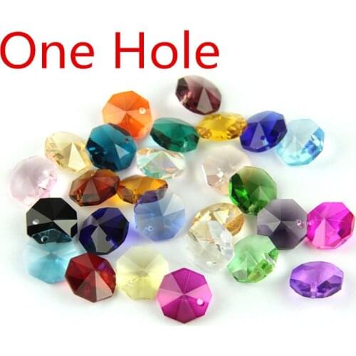 Dazzling 1000pcs 14mm Multiple Colour Crystal Chandelier Octagon Beads In 1 Hole Garland Strands Chandelier Parts Curtain Bead