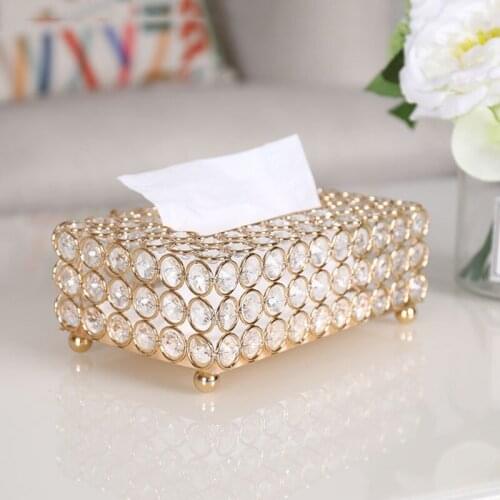 Crystal Tissue Box Home Decortion Napkin Dispenser Paper Office Hotel Tissue Cover Container Living Room Table Napkin Storage