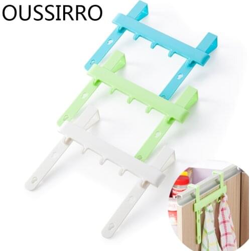 Adjustable Organizer Hanging Cupboard Door Over The Cabinet Back Style Door Back Hook ABS Stand Garbage Bags Storage Holder Rack
