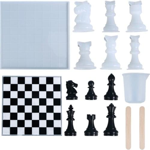 DIY Epoxy Resin Crystal Chessboard Chess Pieces Chess Silicone Mold Kit for Resin Craft Resin Jewelry Making Jewelry Tools Game