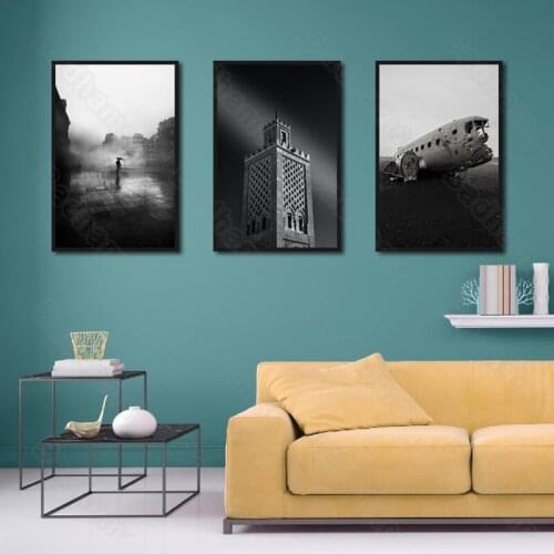 Modern Decorative Painting Old Shanghai Black and White Architectural Murals Retro Nostalgic Bedroom Hanging Paintings