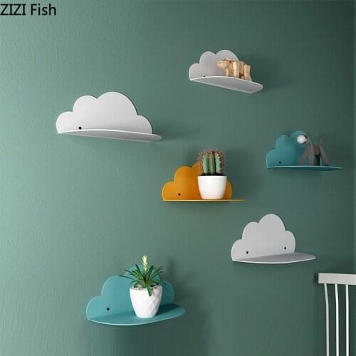 Modern Wall Shelf Wrought Iron Wall Pendant Decoration Living Room Bedroom Storage Rack Partition Metal Cloud Wall Hanging Shelf