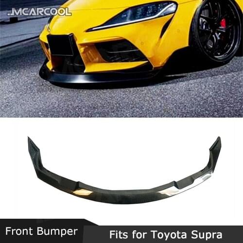 Carbon fiber Material Front Bumper Lip Chin Spoiler For Toyota Supra A Style 2019 2020 FRP Black