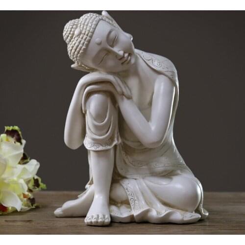 Shakya Mani Buddha Statues Figurines Crafts Zen Retro Sitting Buddha Study Resin Ornaments Feng Shui Home Restaurant Decoration