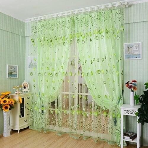 Tulip Flower Voile Curtain Drape Panel Room Sheer Home Door Window Decoration