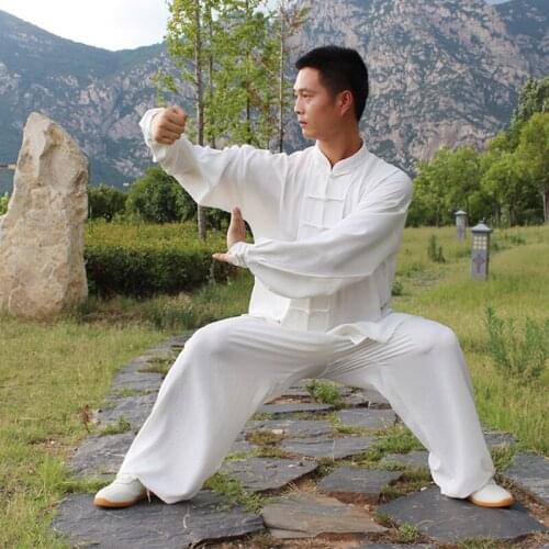 USHINE HX12 white chinese styleTaiChi long sleeve KungFu uniform Wushu TaiChi uniform Taichi clothes male female