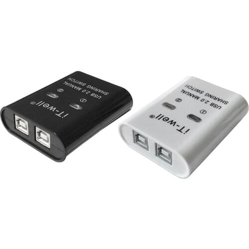 IT-Well USB Printer Sharing Device, 2 in 1 Out Printer Sharing Device, 2-Port Manual Kvm Switching Splitter Hub Converter