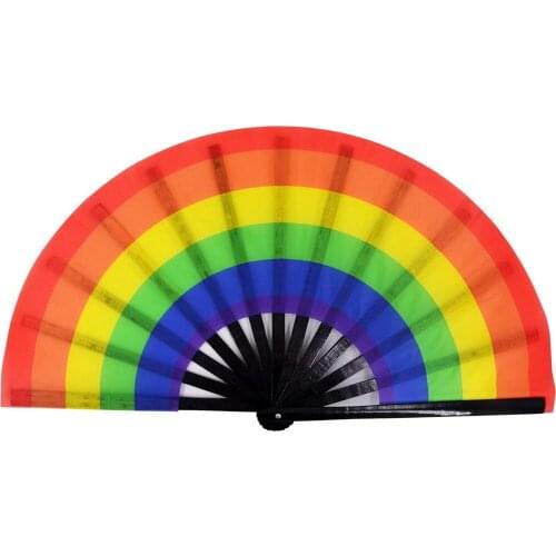 Chinese Style Hand Fan Colored Geometric Printing Folding Fans Dance Carnival Festival Wedding Party Favor Kung Fu Fan