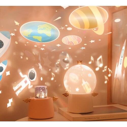 Guardian Angel Rotating LED Projector Lamp Night Light Kids Musical Box Gift