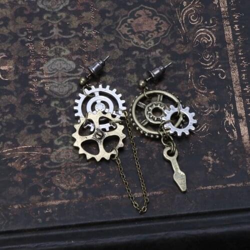Women Steampunk Antique Women Gear Pendant Dangle Long Hook Earring Club Jewelry New