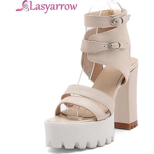 Lasyarrow Chunky High Heels Ankle Strap Slingback Gladiator Shoes Woman Platform Shoes Summer Sandals Open toe Casual Shoes Q031