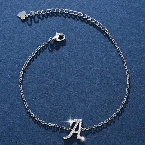 Silver Color Zircon 26 Letter Bracelet for Women adjustable initial Bracelet Femme Link Chain Jewelry Christmas gifts