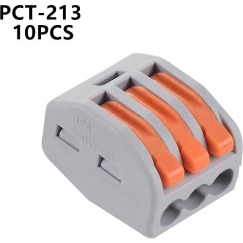 10pieces PCT-213 PCT213 222-413 Universal Compact Wire Wiring Connector 3 pin Conductor Terminal Block With Lever AWG 28-12
