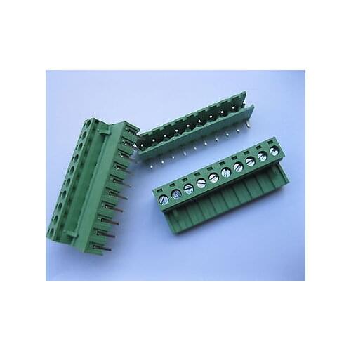 120 pcs 5.08mm Angle 10 pin Screw Terminal Block Connector Pluggable Type Green