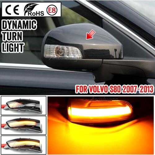 2pcs Dynamic Rearview Mirror Blinker Turn Signal LED Light For Volvo C30 C70 S40 S60 V40 V50 V70 2008-2010 S80 2007-2013