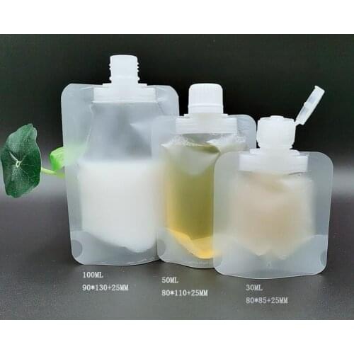 500pcs Stand Up Plastic Bag Packaging Spout Pouch for Liquid Cream Sample Storage 30ml 50ml 100ml Flip Lid Screw Cap#83217
