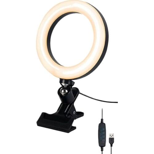 6inch Selfie Desktop Ring Light LED Lamp With 3 Light Modes 360 Degrees for Live Stream Makeup YouTube Video Photography Studio