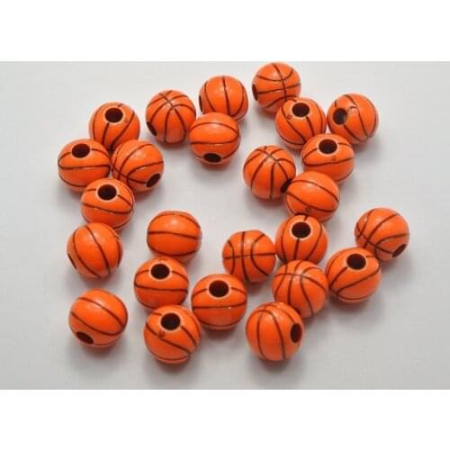 100pcs 12mm fashion Round Beads Orange Sparkling Basket Ball Pattern Acrylic Bracelet diy Accessories