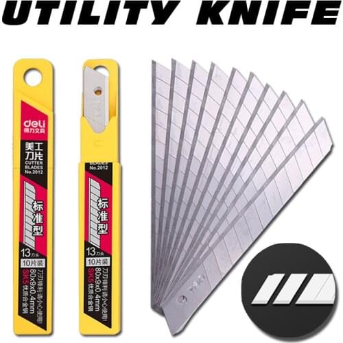 Deli 2012 10pcs/pack 9MM utility Knife Blades Low Carbon Alloy Steel Paper Office Stationery Art Paper Cutting DropShipping ye
