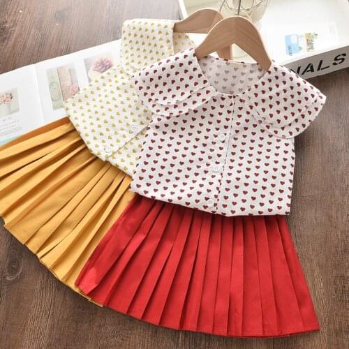 Childrens Clothing New Summer Children Heart Printing Two-Piece Korean Style Childrens Sleeveless Suit for Women