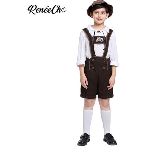 Reneecho Halloween Costume For Kids German Lederhosen Boys Costume Child Oktoberfest Beer Cosplay Boys Carnival Party Cosplay