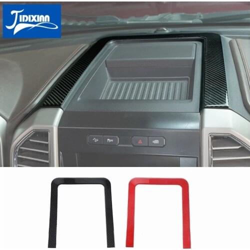 MOPAI Soft Carbon Fiber Car Center Console Storage Box Decoration Cover Stickers for Ford F150 2015-2020 Car Accessories