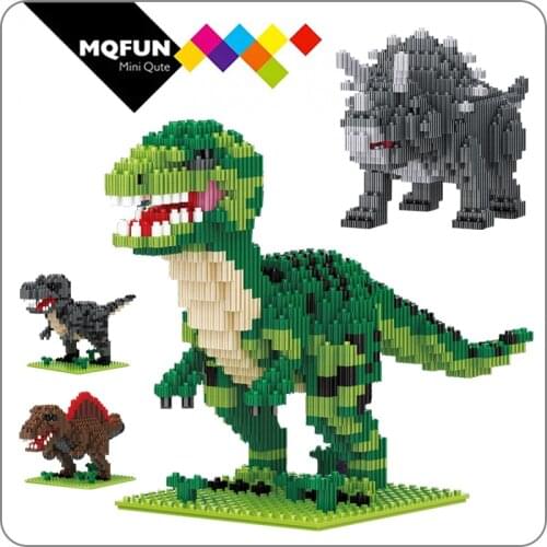 Linkgo Connection Blocks DIY Dinosaur Building Bricks Micro Brinquedo Tyrannosaurus Auction Juguetes animal Kids Toy Boy Present
