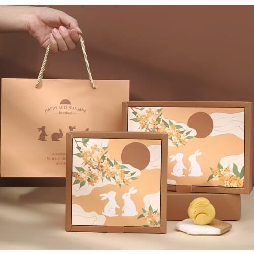 5pcs/lot New Moon Cake Egg Yolk Crisp Packaging Box Mid Autumn Festival Gift Box Carton Cake Box Party Favors Cookies Box