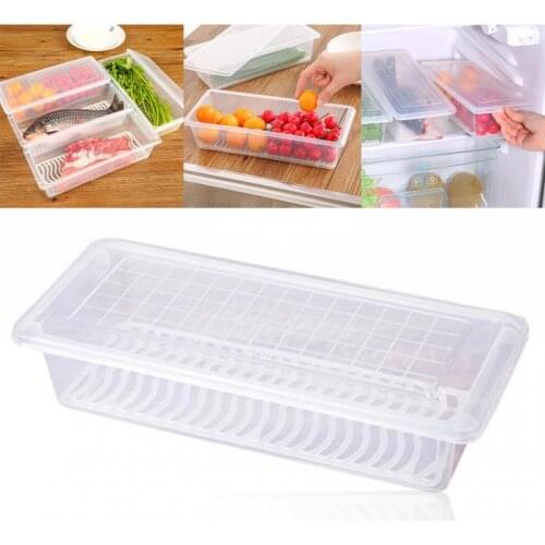 Kitchen Plastic Storage Box Fresh-Keeping Box Refrigerator Fruit Vegetable Moisture-Proof Drain Box Food Container Storage Box
