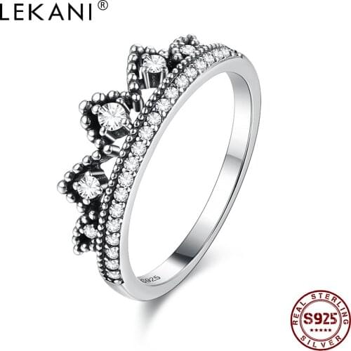 LEKANI Crown Shaped Vintage Rings S925 Sterling Silver High-End Ring For Women Fine Jewelry Best Selling Christmas Day Gift