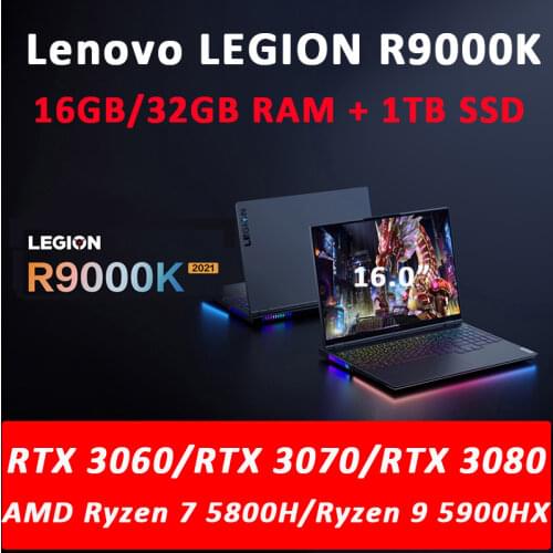 Lenovo Legion R9000K 2021 e-sports 16inch Gaming Laptop AMD R9-5900H/R7 5800H GeForce RTX 3060/3070/3080 2.5K Backlit metal body