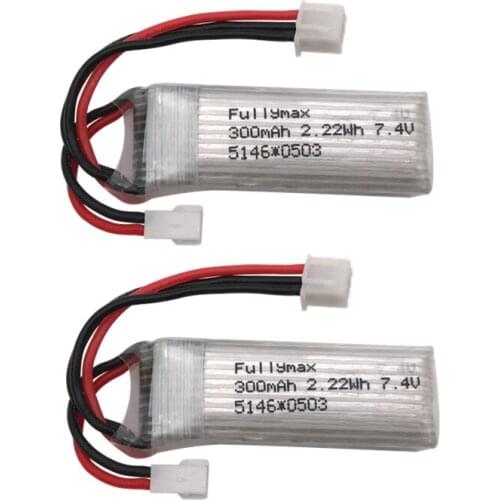 2pcs/ 7.4V 300mAh 30c Li-Po Battery For WLtoys F959 Airplane Spare Parts XK DHC-2 A600 RC Airplane wholesale