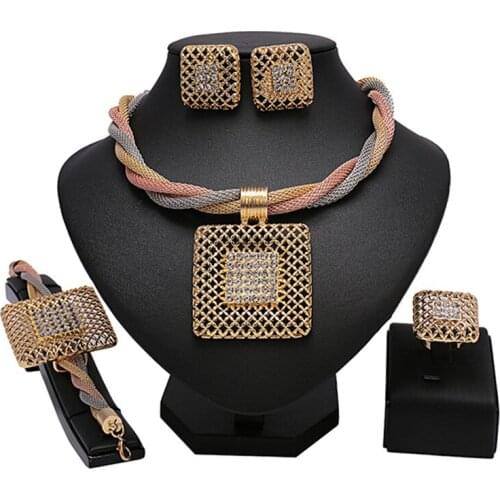 Longqu 2020 Fashion african Bridal jewelry sets Wholesale nigerian women wedding jewelry set Dubai gold designer jewelry sets