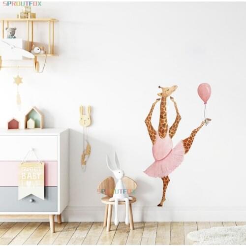 Cute Animal Mr. Deer Scooter and Miss Ballet Deer Wall Sticker Home Decoration Accessories Modern for Kids Room Living Room