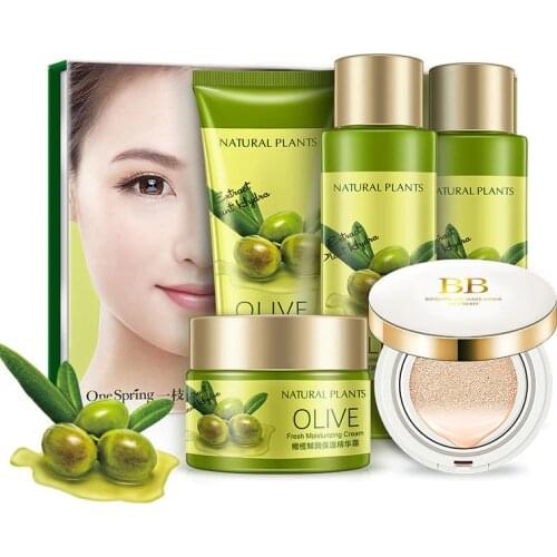 Face Care Sets, Refreshing Cleanser+Smoothening Toner+Moisturizing Emulison+Hydrating Cream+BB Cream, Skin Whitening