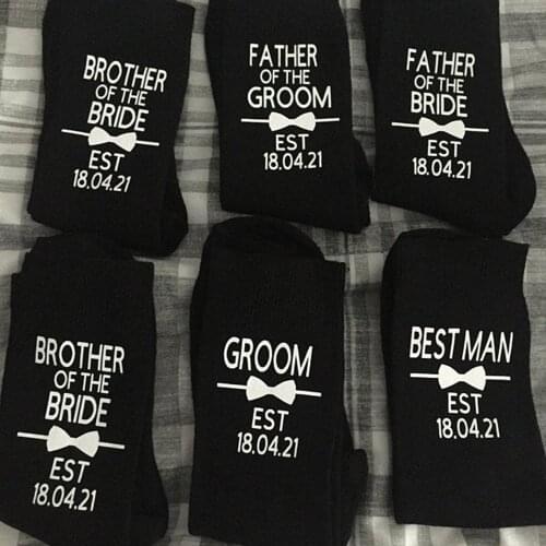 New Personalized Groom Socks Father of the Bride Best Man Groomsman Wedding Party Socks Custom Name Mens Birthday Gifts Favor