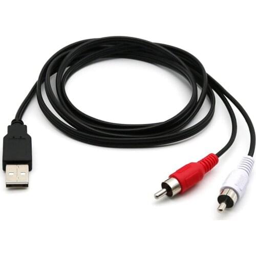 Portable USB a Male to 2X RCA Phono Male AV Cable TV Aux Audio Video Adapter USB to 2RCA Video Cable Lead PC Bundle 1 ONLENY
