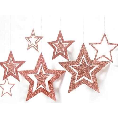 Hollow Star Paper Garlands Banner Hanging For Wedding Christmas Decorations Kids Birthday Party Supplies