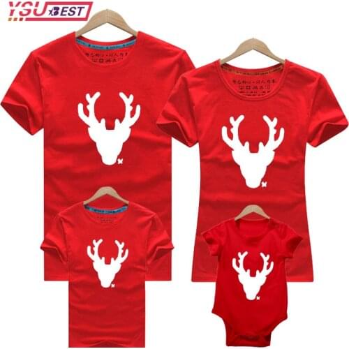 Christmas Deer Gift Merry Christmas Family Matching T-shirt Mom Dad Kids Me Baby Outfit Mother Daughter Son Girl Boys Clothes