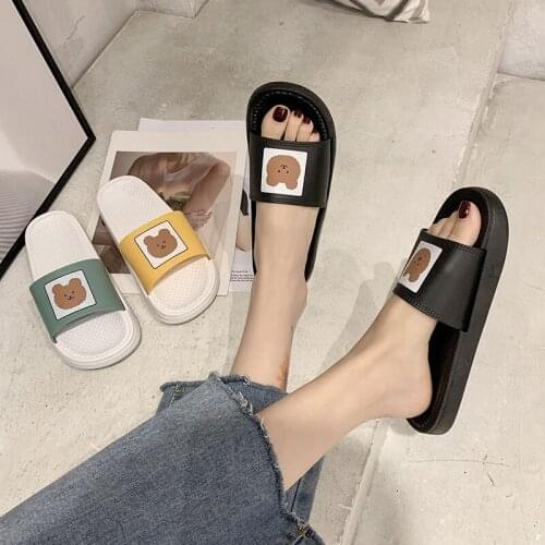 Personality Female Summer Slippers Cute Cartoon Soft-Soled Student Sandals and Slippers Thick-Soled Non-Slip Fashion Home Shoes