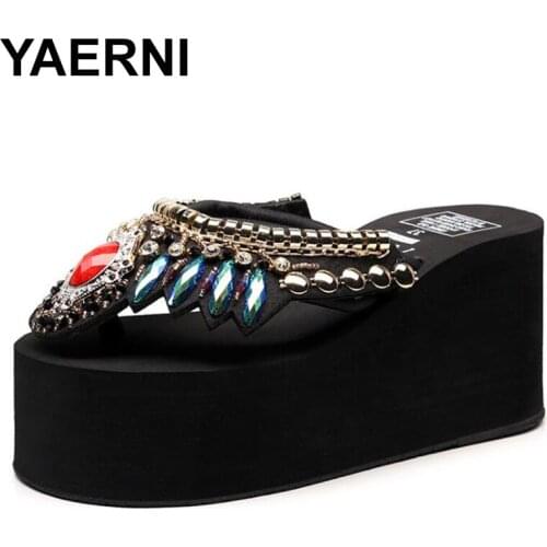 YAERNI Women Flip Flops Fashion Women Sandals National Style Summer Platform Sandal Shoes Woman Peep Toe Beach Slippers Sandalia