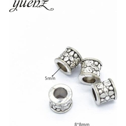 YuenZ 20pcs Antique Silver color Big Hole flower Pattern Beads Fit European Charm Jewelry Accessories DIY Findings R152