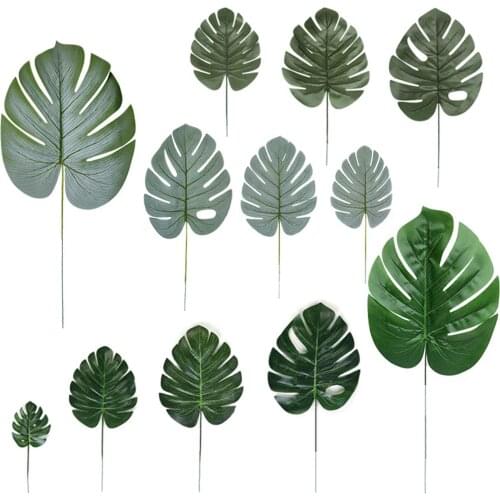 10Pcs Artificial Plastic Leaves Plant Artificial Golden Artificial Plant Fake Monstera Leaves for Wall Living Room Party Decor